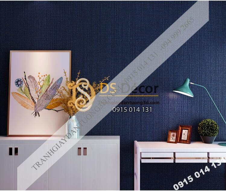 Giấy dán tường một màu giả vải 3D281 màu xanh dương đậm
