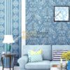 Giấy dán tường sọc dọc cổ điển sang trọng 3D276 màu xanh dương phòng khách