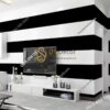 Giấy dán tường sọc trắng đen to 3D283 phòng khách