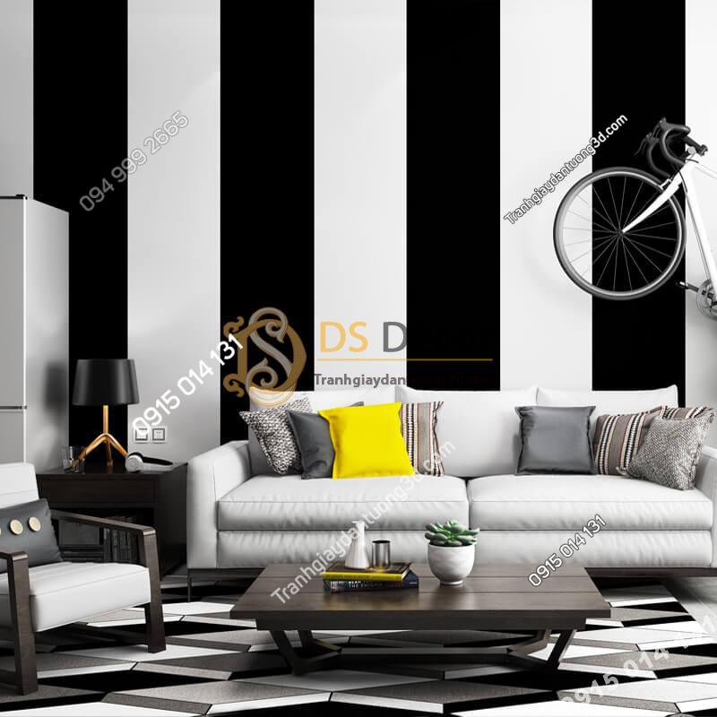Giấy dán tường sọc trắng đen to 3D283