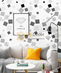 Giấy dán tường ô vuông lộn xộn hiện đại 3D280