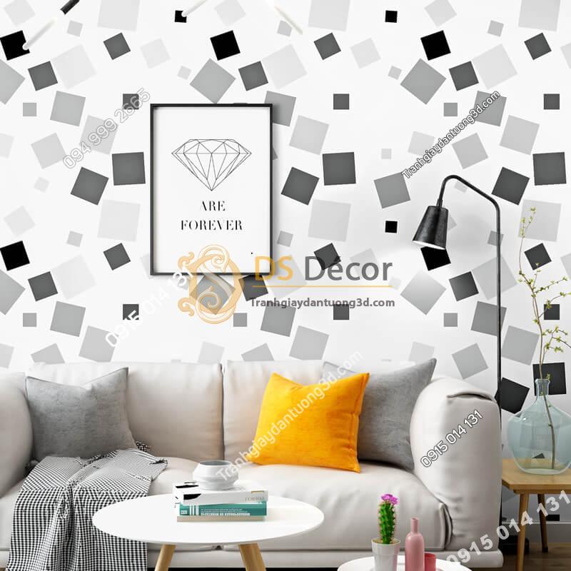 Giấy dán tường ô vuông lộn xộn hiện đại 3D280