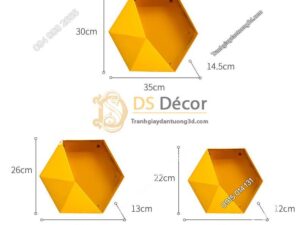 Kích thước Kệ lục giác trang trí tường KLG
