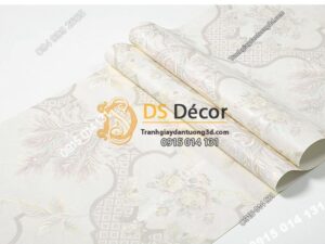 Bề mặt Giấy dán tường cổ điển hoa dập nổi 3D295 màu trắng