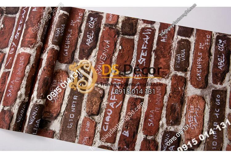 Bề mặt Giấy dán tường giả gạch có chữ 3D287