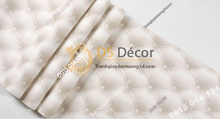 Bề mặt Giấy dán tường kiểu bọc da sofa Chesterfield 3D284 màu trắng