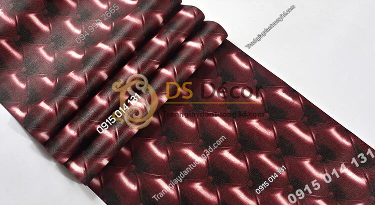 Bề mặt Giấy dán tường kiểu bọc da sofa Chesterfield 3D284 màu đỏ đậm