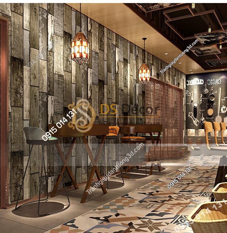 Giấy dán tường giả gỗ ván cổ vintage 3D290 màu xám