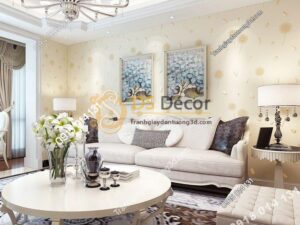 Giấy dán tường hoa bồ công anh và lông chim 3D285 màu be phòng khách