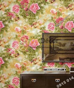 Giấy dán tường hoa hồng lớn 3D291 phòng khách