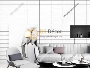 Giấy dán tường hình chữ nhật trắng đen hiện đại 3D292 phòng khách