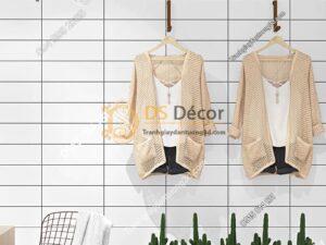 Giấy dán tường hình chữ nhật trắng đen hiện đại 3D292 shop quần áo