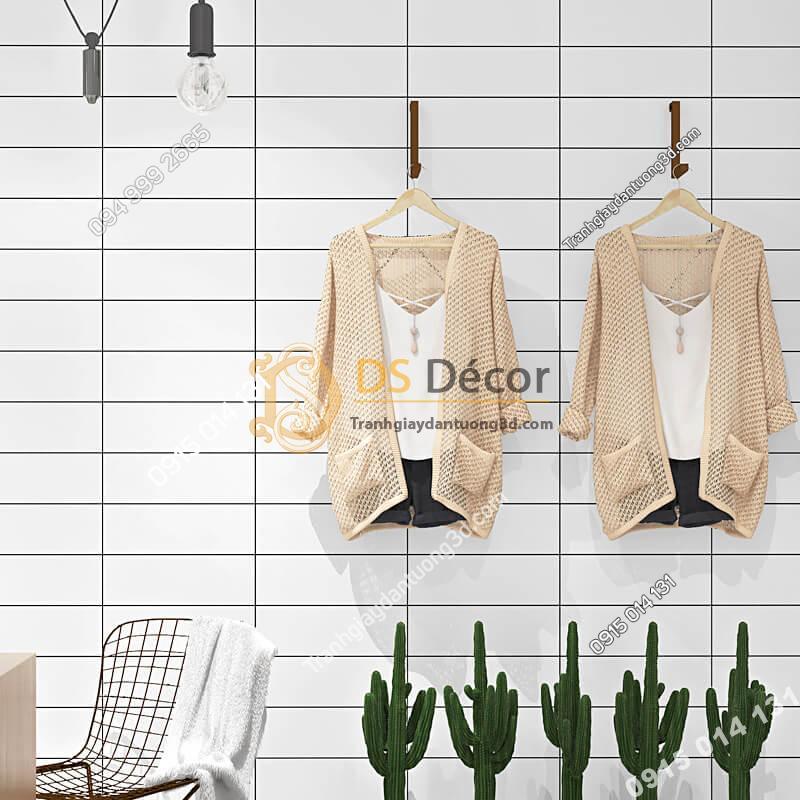 Giấy dán tường hình chữ nhật trắng đen hiện đại 3D292 shop quần áo