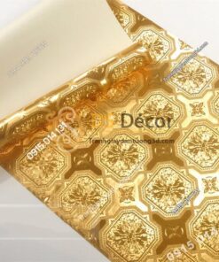 Giấy dán tường họa tiết gạch men mạ vàng sang trọng 3D294
