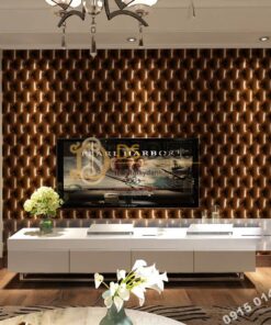 Giấy dán tường kiểu bọc da sofa Chesterfield 3D284 màu nâu