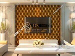 Giấy dán tường kiểu bọc da sofa Chesterfield 3D284 màu nâu vàng