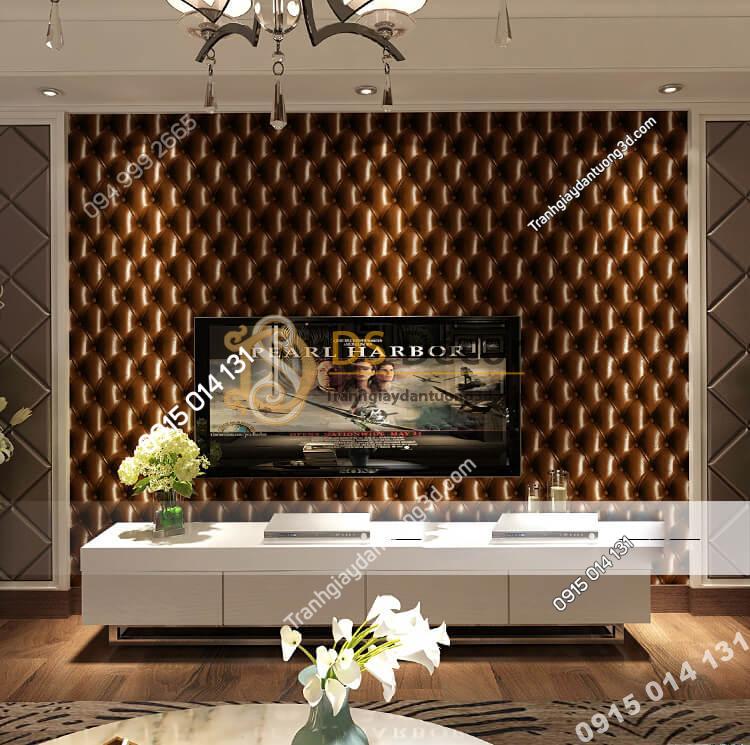Giấy dán tường kiểu bọc da sofa Chesterfield 3D284 màu nâu