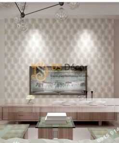 Giấy dán tường kiểu bọc da sofa Chesterfield 3D284 màu trắng