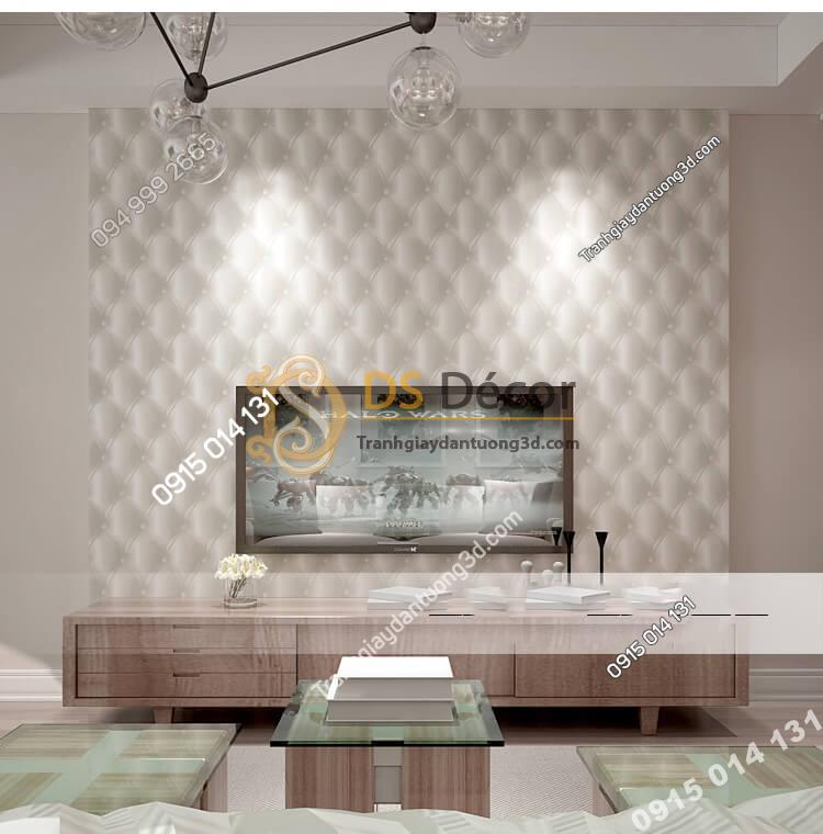 Giấy dán tường kiểu bọc da sofa Chesterfield 3D284 màu trắng