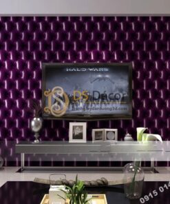 Giấy dán tường kiểu bọc da sofa Chesterfield 3D284 màu tím