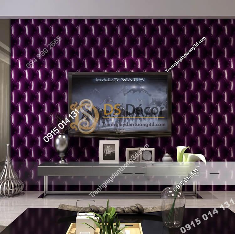 Giấy dán tường kiểu bọc da sofa Chesterfield 3D284 màu tím