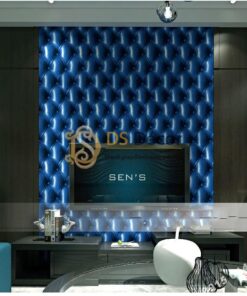 Giấy dán tường kiểu bọc da sofa Chesterfield 3D284 màu xanh