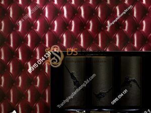 Giấy dán tường kiểu bọc da sofa Chesterfield 3D284 màu đỏ đậm