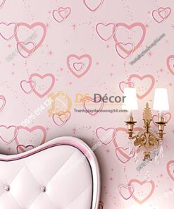 Giấy dán tường trái tim lãng mạn 3D286 màu hồng