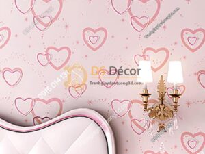 Giấy dán tường trái tim lãng mạn 3D286 màu hồng