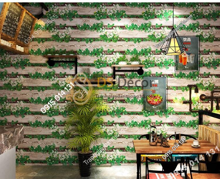 Giấy dán tường dây leo 3D085 cho quán lẩu nướng