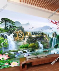 Tranh phong cảnh thác nước sơn thủy hữu tình 5D015