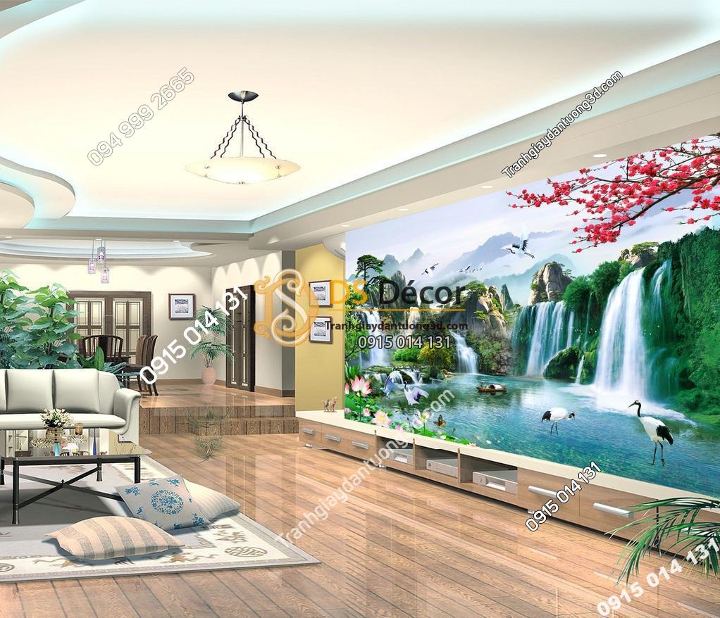 Tranh phong cảnh thác nước sơn thủy hữu tình 5D015