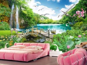 Tranh phong cảnh thác nước thần tiên 5D013
