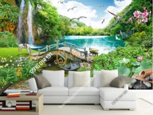 Tranh phong cảnh thác nước thần tiên 5D013