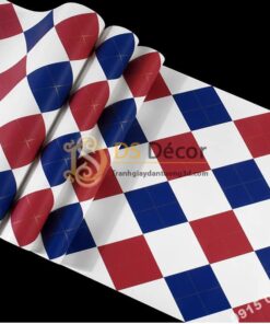 Bề mặt Giấy dán tường caro sọc xanh đỏ 3D301