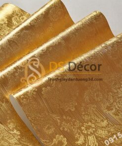 Giấy dán trần vàng óng sang trọng 3D298 vân hoa