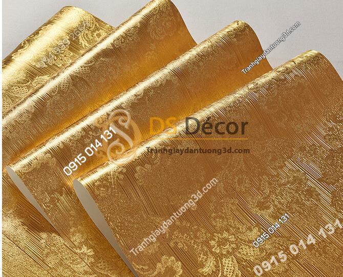 Giấy dán trần vàng óng sang trọng 3D298 vân hoa