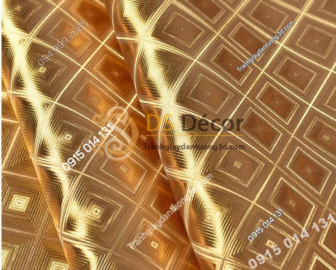 Giấy dán trần vàng óng sang trọng 3D298 vân hình thoi