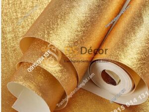 Giấy dán trần vàng óng sang trọng 3D298 vân tóc rối