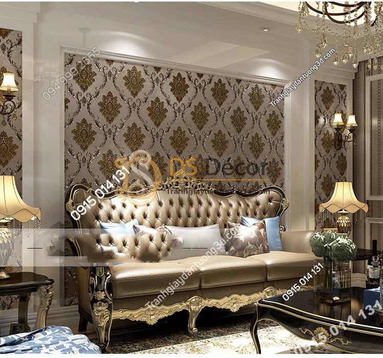 Giấy dán tường cổ điển cho phòng khách đẹp