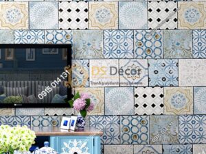 Giấy dán tường giả gạch bông 3D303 trang trí phòng ăn