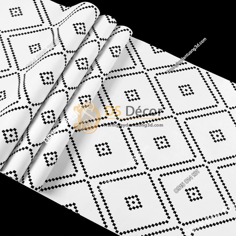 Bề mặt Giấy dán tường hình thoi trắng đen 3D308