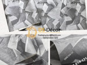 Bề mặt Giấy dán tường họa tiết khối đá 3 chiều 3D306 màu xám