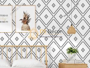 Giấy dán tường hình thoi trắng đen 3D308