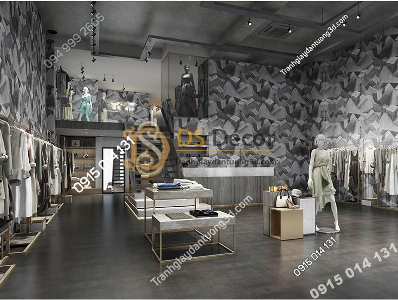 Giấy dán tường họa tiết khối đá 3 chiều 3D306 trang trí shop thời trang