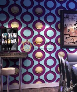 Giấy dán tường karaoke mắt xích tròn màu tím 3D309