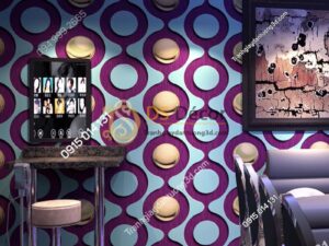 Giấy dán tường karaoke mắt xích tròn màu tím 3D309