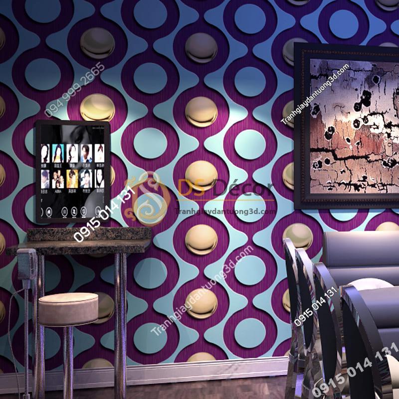 Giấy dán tường karaoke mắt xích tròn màu tím 3D309