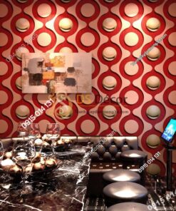 Giấy dán tường karaoke mắt xích tròn màu đỏ 3D309