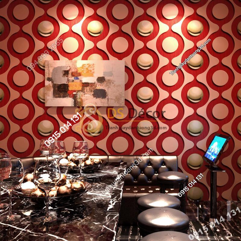 Giấy dán tường karaoke mắt xích tròn màu đỏ 3D309